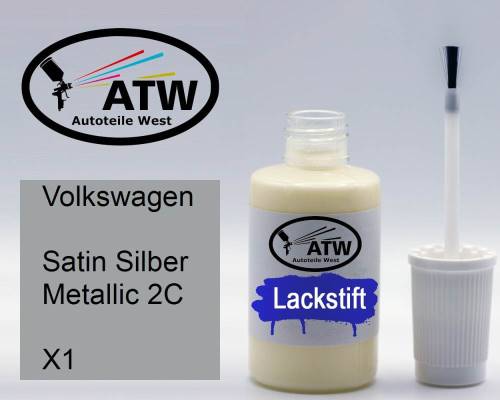 Volkswagen, Satin Silber Metallic 2C, X1: 20ml Lackstift, von ATW Autoteile West.